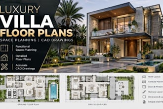 design luxury villa floor plans, space planning cad drawings