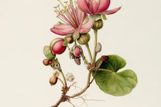 draw botanical illustration flower, plant