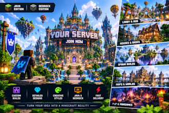 build a custom minecraft lobby, map, house or spawn in java and bedrock