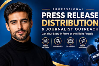 corporate PR, journalist outreach, TV radio podcast pitching, media relations PR