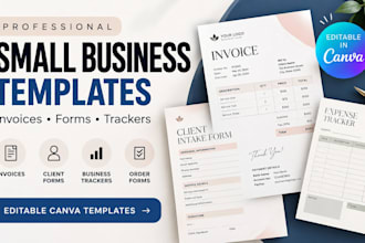 design canva templates for small business invoices, trackers and forms