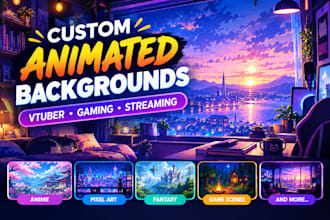 create a custom animated background for vtuber, twitch, game and stream