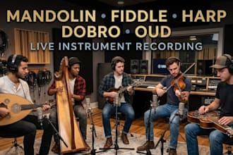 record fiddle, mandolin, harp, dobro, oud for your song
