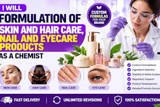formulation of skin and hair care, nail and eyecare products as a chemist