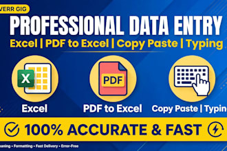 do fast data entry, excel work, pdf to word and typing work