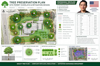 draft a tree preservation plan, site permit overlays, and mitigation design