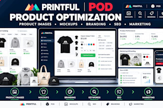 printful pod product images mockups branding descriptions keywords SEO marketing