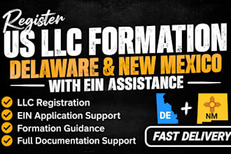 register new mexico llc, delaware llc with ein formation, US llc in 72 hrs