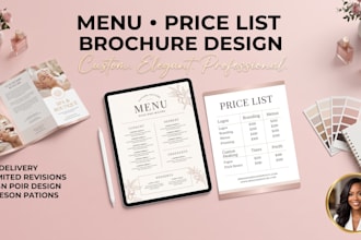 design a stunning menu, price list, or brochure for spa, salon, or restaurant