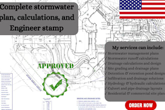 prepare tx il fl ny ca stormwater plans, calculations and civil engineer stamp