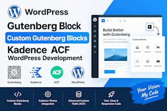 gutenberg block acf custom gutenberg block kadence wordpress development spectra