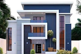 design modern house exterior facade and 3d architectural rendering
