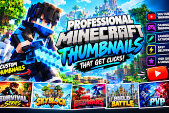 design pro roblox gfx thumbnail, youtube thumbnail, minecraft art, gaming covers