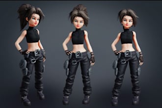 model 3d low poly character rigging game asset animation for unity unreal engine