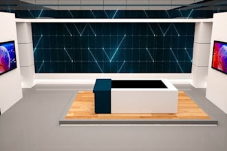 create realistic 3d television studio and production set designs