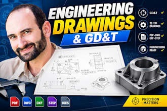 create professional engineering drawings with gdt  from 3d cad for manufacturing