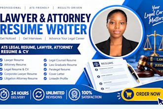 create an ats optimized attorney lawyer legal resume CV