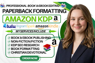 do paper back formatting, kdp book publishing, kindle book and ebook formatting