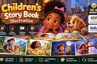 draw out children illustration with consistent characters for kdp print or lulu