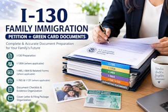 prepare I 130 family immigration petition and green card documents