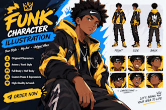 draw 2d character illustration, furry character design 2d anime character