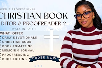 christian book editing, proofreading, formatting, journal, devotional, mystery