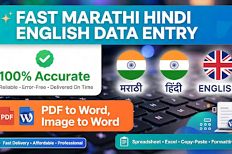 do fast marathi hindi and english data entry