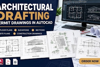 draft architectural plans and permit drawings in autocad