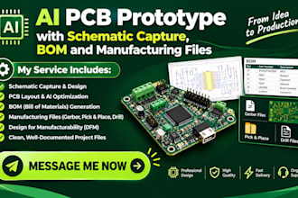 develop ai pcb prototype with schematic capture, bom and manufacturing files