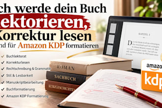 dein buch lektorieren, korrektur lesen und für amazon KDP formatieren
