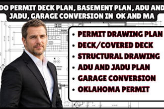 do permit deck plan, basement plan, adu and jadu, garage conversion in ok and ma