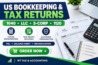 do us bookkeeping and prepare 1040, llc, s corp and 1120 tax returns