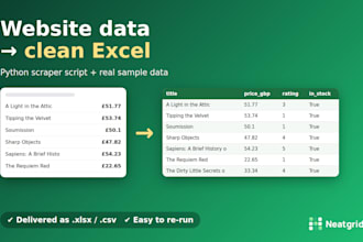 scrape website data into excel or CSV with a python script