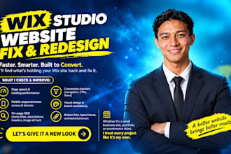 design and transfer wix studio website, wix website redesign, wix, wix harmony