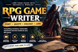 write rpg game story, immersive game script, quest, dialogue and lore writing