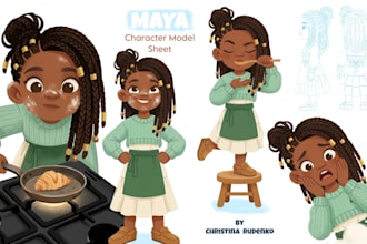 create a character model sheet for your children book