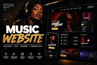 design a professional music website for artists djs bands and producers