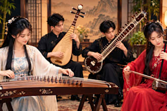 record live classical music with guzheng, pipa, sitar and erhu