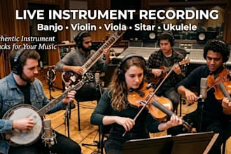 record banjo, violin, viola, sitar, ukulele for your music
