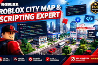be your roblox expert to build roblox city map and professional roblox scripting