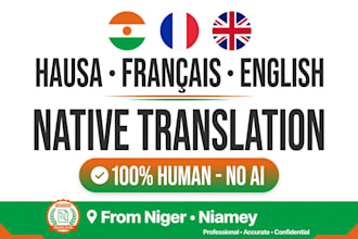 translate hausa to english and french accurately
