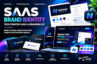 design saas, tech startup logo, brand identity and branding kit for technology