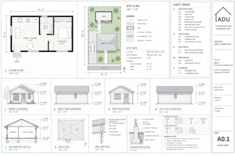draft a complete architectural construction drawing set in cad