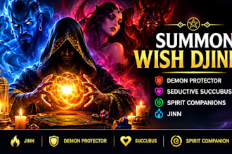 summon wish djinn, demon protector, seductive succubus, spirit companion, jinn