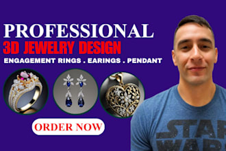 do 3d jewelry cad design, jewelry design in stl for engagement rings and pendant