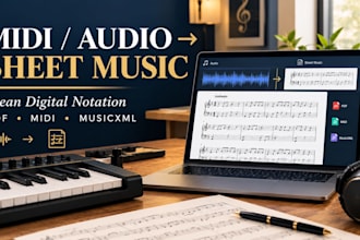 convert midi and audio into high quality professional digital sheet music