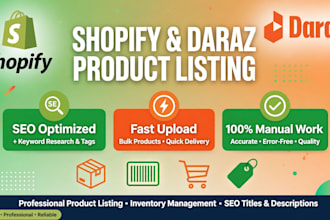 setup shopify store, product listing and daraz listing expert
