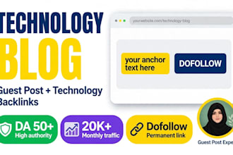 publish technology backlinks on a high da technology blog