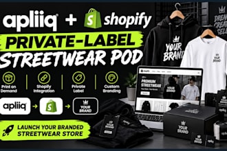 setup apliiq streetwear print on demand integrate shopify with private labelling