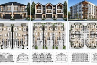 design duplex plans triplex drawings and multifamily building plans USA
